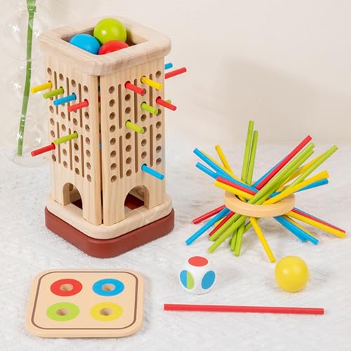 dewdat Stapelspiel | Kugel-Fall- und Geschicklichkeits-Spiel mit Würfel | Interaktives Spiel Zur Förderung Von Geduld, Logischem Denken Und Farbverständnis von dewdat