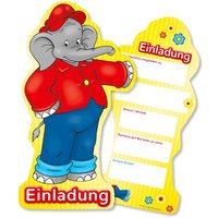 Benjamin Blümchen, 6 Einladungen mit Textfeldern für Partytermin von dh-konzept