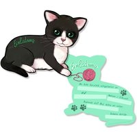 Katzen Einladungskarten, 6er Pck, 15cm x 11,5cm Katzen Einladungskarten, 6er Pck, 15cm x 11,5cm von dh-konzept