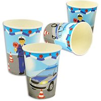 Polizei-Partybecher aus Pappe mit Polizeiauto & Polizist, 8er Pack, 0,2 l Polizei-Partybecher aus Pappe mit Polizeiauto & Polizist, 8er Pack, 0,2 l von dh-konzept