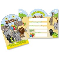 Zoo Einladungskarten, 8er Pck, 13,5cm x 20cm Zoo Einladungskarten, 8er Pck, 13,5cm x 20cm von dh-konzept