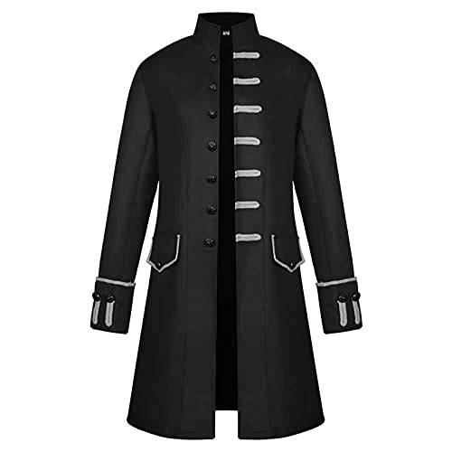 dhyuen Halloween Herren Kostüm-Outfits Classic Frack Mantel Uniform Oversized Kostüm-Outfits Smoking Renaissance Jacke Steampunk Mantel Outdoor Unterteile Weihnachten Unterteile（4-Black，XXL） von dhyuen