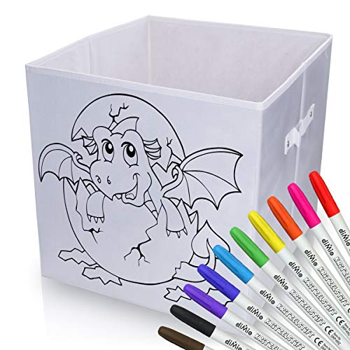 diMio Ausmalbox/Aufbewahrungsbox für Kinder mit verschiedenen Motiven zum Anmalen inklusive 10 Stifte (Drache) von diMio