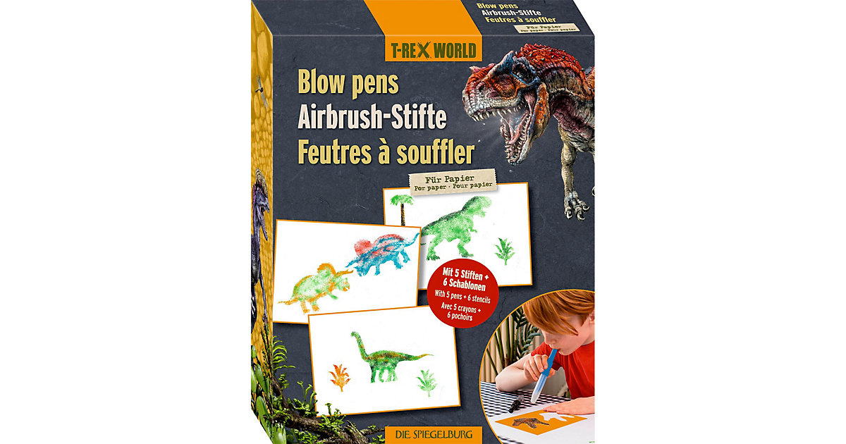 Airbrush-Stifte Papier - T-Rex World bunt Kinder Airbrush-Stifte Papier - T-Rex World bunt Kinder von die spiegelburg