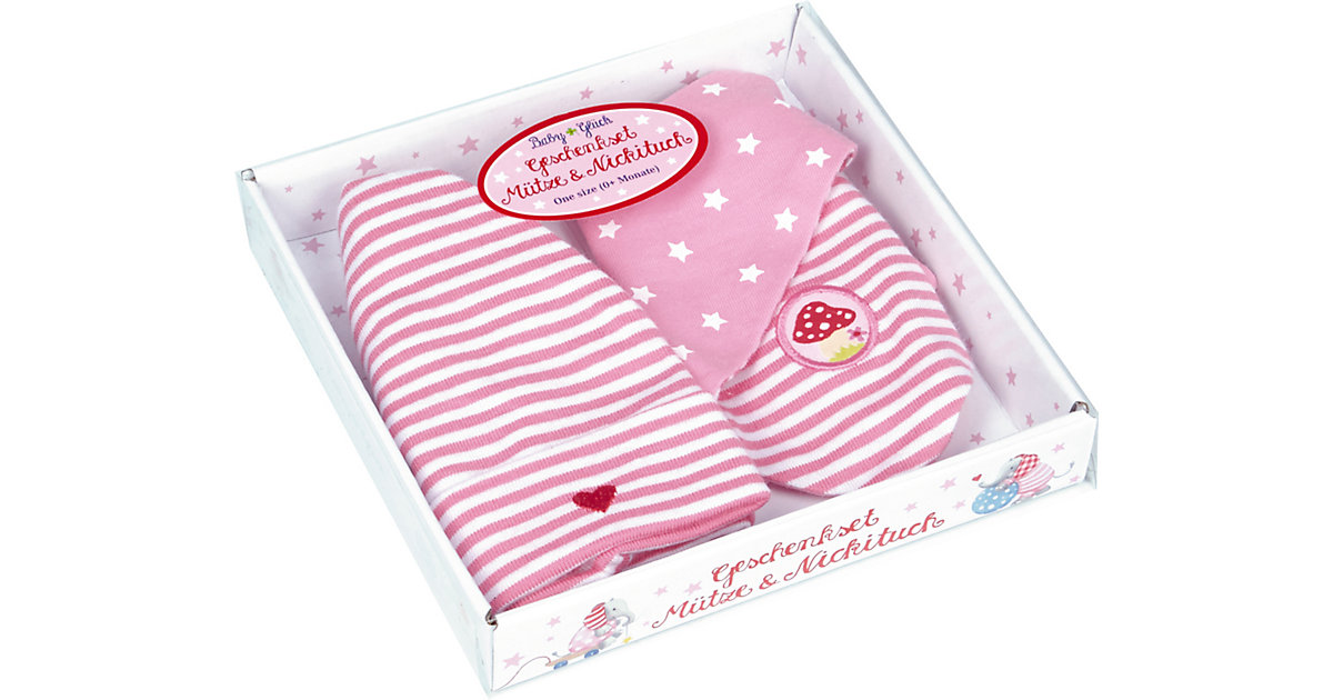 Geschenkset Mütze + Nickituch BabyGlück, rosa (one size) von die spiegelburg
