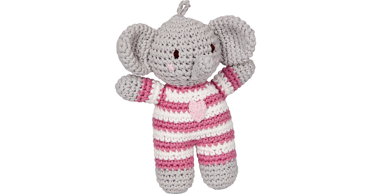Häkel-Rassel Elefant, rosa - BabyGlück von die spiegelburg