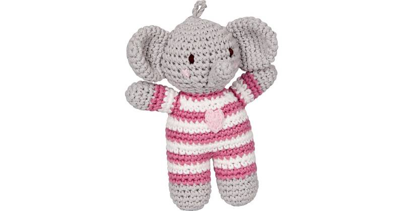 Häkel-Rassel Elefant, rosa - BabyGlück von die spiegelburg