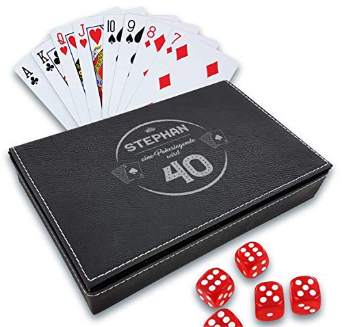 die stadtmeister Spielkarten-Set mit Box Eine Pokerlegende Wird 50" mit Wunschgeburtstag & Wunsc von die stadtmeister