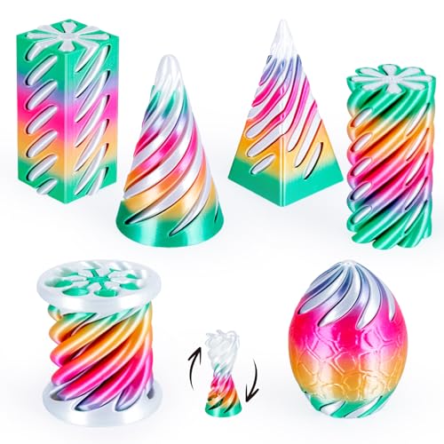 dikale 6 Packungen Spirale Fidget Kegel 3D gedruckt Spielzeug Set, Flexible Pyramide Passthrough für Stressabbau, Kinder Erwachsene Schreibtisch Spielzeug, Candy Gradient Regenbogen & Weiß dikale 6 Packungen Spirale Fidget Kegel 3D gedruckt Spielzeug Set, Flexible Pyramide Passthrough für Stressabbau, Kinder Erwachsene Schreibtisch Spielzeug, Candy Gradient Regenbogen & Weiß von dikale