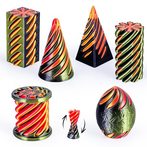 dikale 6 Packungen Spirale Fidget Kegel 3D gedruckt Spielzeug Set, Flexible Pyramide Passthrough für Stressabbau, Kinder Erwachsene Schreibtisch Spielzeug, Schwarz & Cyan Gold + Gold & Rot dikale 6 Packungen Spirale Fidget Kegel 3D gedruckt Spielzeug Set, Flexible Pyramide Passthrough für Stressabbau, Kinder Erwachsene Schreibtisch Spielzeug, Schwarz & Cyan Gold + Gold & Rot von dikale