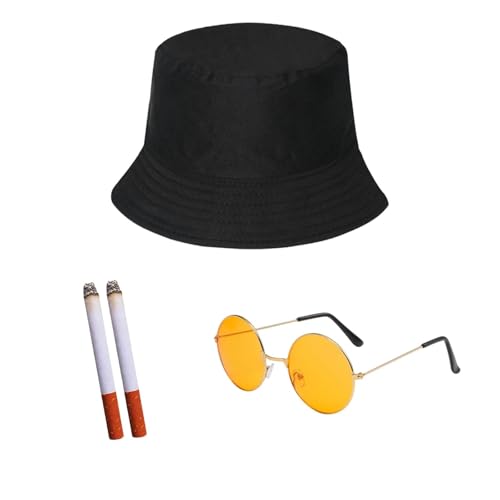 dinghaole 3 Stück Hip Hop Kostüm Set, 80s 90s Hip Hop Rapper Accessories, Hip Hop Kostüm Kit Rapper Accessoires Rapper Sonnenbrille Hip Hop Accessoires für Frauen Männer von dinghaole