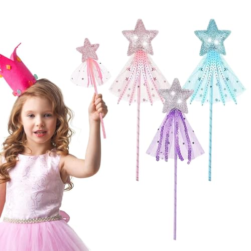 dinghaole 3 Stück Stern Zauberstab, Prinzessin zauberstab, Fee Magic Wand für Kinder, für Kleine Mädchen Zart Zauberstab zum Anziehen Prinzessinnen-Kostüm Rollenspiel Partygeschenke Geburtstage von dinghaole