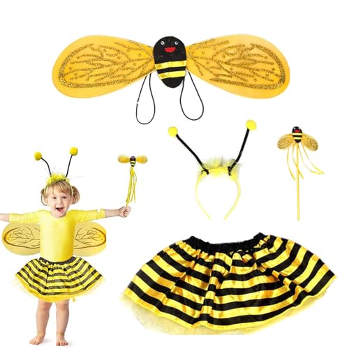 dinghaole 4 Stück Bienenkostüm Kinder, ostüm Baby Prinzessin Tutu Karneval Kostüm Kinder, Hummel Party Zubehör Karneval Party Kostüm Halloween Cosplay (2-5 Jahre) von dinghaole