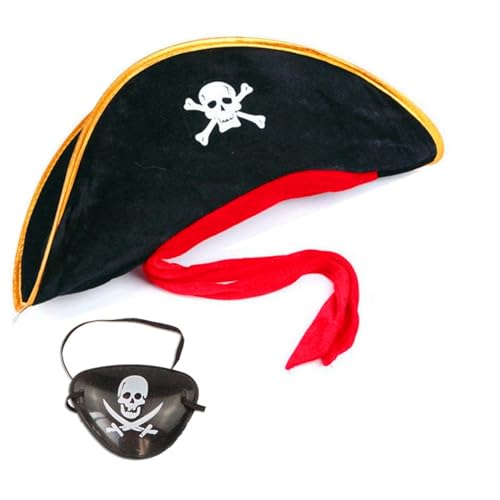 dinghaole Captain Piratenhut und Augenklappe Set - Halloween Maskerade Party Kostüm Cap Piraten Mottoparty Rollenspiel Kosmetik Zubehör dinghaole Captain Piratenhut und Augenklappe Set - Halloween Maskerade Party Kostüm Cap Piraten Mottoparty Rollenspiel Kosmetik Zubehör von dinghaole