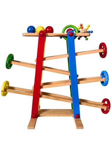 dinolino - Große Bunte Holzkugelbahn mit 5 Rollelementen - Murmelbahn Kinderspielzeug, Holzspielzeug für Kinder - Rollbahn, Kugelbahn dinolino - Große Bunte Holzkugelbahn mit 5 Rollelementen - Murmelbahn Kinderspielzeug, Holzspielzeug für Kinder - Rollbahn, Kugelbahn von dinolino
