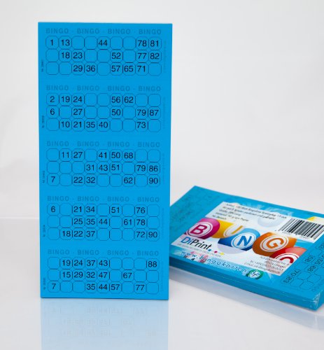 Bingo-Ticket-Block System 15 aus 90 Kugeln (blau) von DiPrint