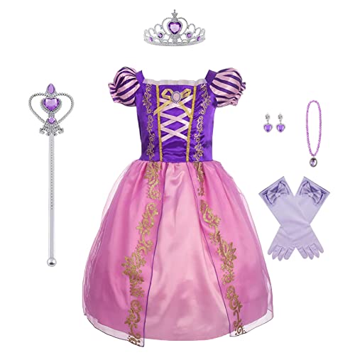 Discoball Rapunzel Kostüme Prinzessin Cosplay Kleider für Kinder Mädchen Verkleidung für Halloween Geburtstag Party Outfit von discoball