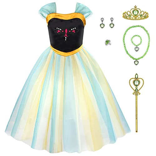 Anna Prinzessin Kostüm für Kleid Elsa Anna Eis Schneekönigin Halloween Weihnachten Geburtstag Party Kostüm Mädchen Prinzessin Fancy Dress Up für Halloween Weihnachten Party/Festzug von discoball