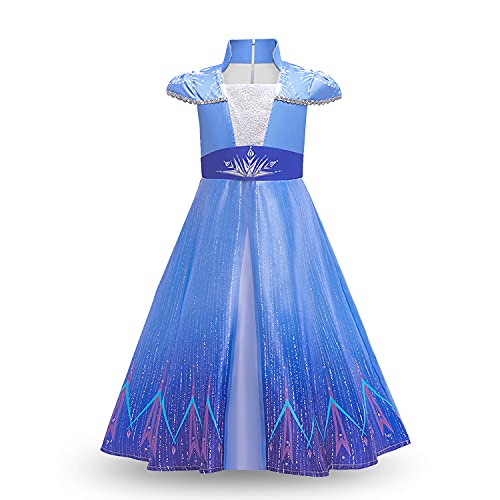 discoball Frozen Elsa Mädchen Kleid, Anna Elsa Kinder Kleid Prinzessin Schneekönigin Kostüm Ausgefallenes Geburtstagsoutfit Halloween Kostümparty Cosplay Kostüm von discoball