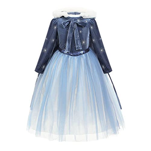 discoball Mädchen Elsa Prinzessin Kleid Elsa Anna Kostüm Dress Up Winter Schneekönigin Verkleidung für Halloween Weihnachten Verkleidung Geburtstag Party Krönung Kleid von discoball