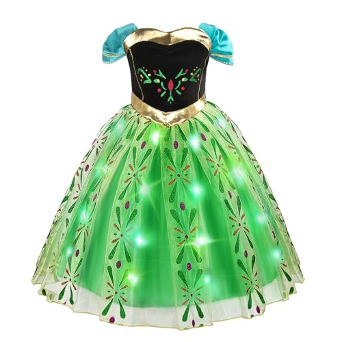 discoball Prinzessin Kostüm für Mädchen, Light Up Anna Prinzessin Kleid Mädchen für Halloween Cosplay Karneval Geburtstagparty Weihnachten Kinder Kostüm discoball Prinzessin Kostüm für Mädchen, Light Up Anna Prinzessin Kleid Mädchen für Halloween Cosplay Karneval Geburtstagparty Weihnachten Kinder Kostüm von discoball
