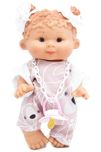 Puppe Nenote Marina und PAU – 26 cm – bewegliches Vinyl – Strampler Malve mit Bären + Schnuller – hergestellt in Spanien – realistische Puppe für Spiel oder Sammlung Puppe Nenote Marina und PAU – 26 cm – bewegliches Vinyl – Strampler Malve mit Bären + Schnuller – hergestellt in Spanien – realistische Puppe für Spiel oder Sammlung von diversal