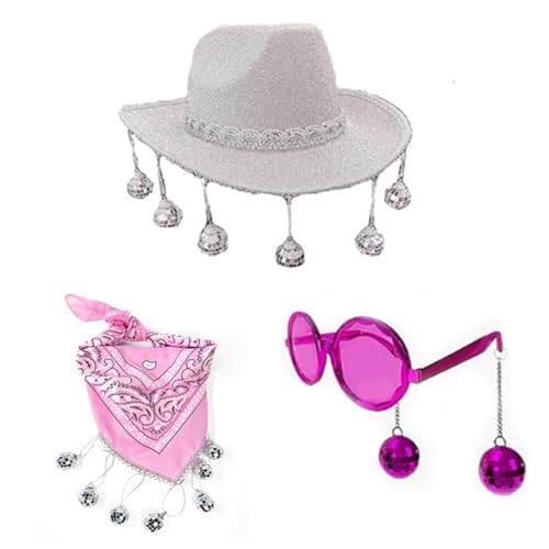divuukyi Bandana Cowgirl Fedora-Hut und Anhänger, Party-Requisiten für Damen und Teenager, Vintage-Kostüm divuukyi Bandana Cowgirl Fedora-Hut und Anhänger, Party-Requisiten für Damen und Teenager, Vintage-Kostüm von divuukyi
