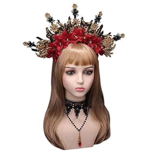 divuukyi Blumen-Haarreif, Prinzessinnen-Kopfschmuck, Festzug, Abschlussball, Party, Requisiten, Vintage-Tiaras, Haarreif für Frauen von divuukyi