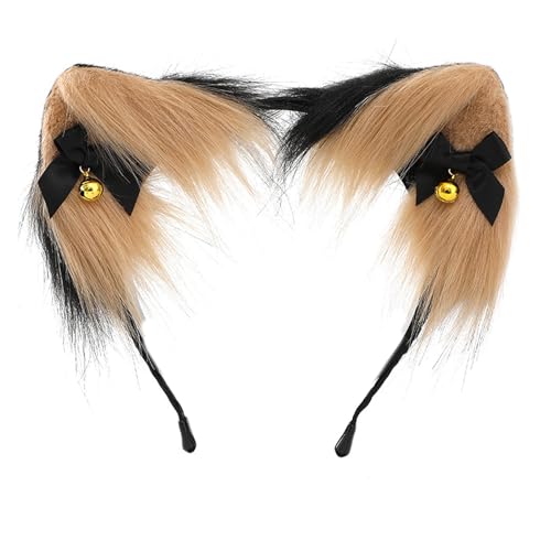 divuukyi Cosplay Kätzchenohren Tierohren-Haarreif mit Schleife, Karneval, Party, handgefertigt, pelzig, Party, Kostüm, Teufel von divuukyi