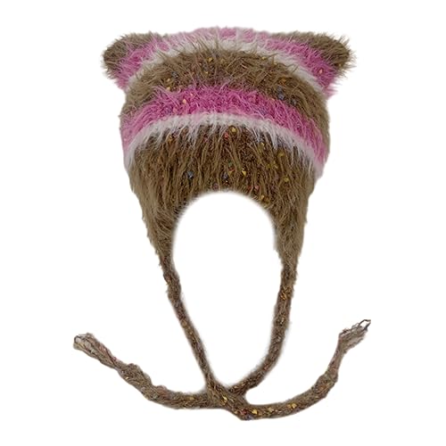 divuukyi Gestreifte Strickmütze, Halloween, gestreift, Kätzchen-Ohr-Hut, Cosplay, Party, Mütze, Kopfbedeckung divuukyi Gestreifte Strickmütze, Halloween, gestreift, Kätzchen-Ohr-Hut, Cosplay, Party, Mütze, Kopfbedeckung von divuukyi