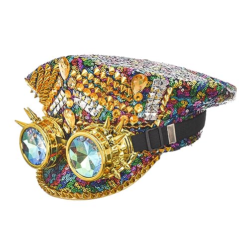divuukyi Goldene Nieten Diamanten Uni Cosplay Hut Halloween Kostüm Zubehör Gothic Punk Rock Party Show Bühne Requisiten divuukyi Goldene Nieten Diamanten Uni Cosplay Hut Halloween Kostüm Zubehör Gothic Punk Rock Party Show Bühne Requisiten von divuukyi