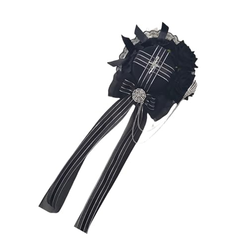 divuukyi Halloween-Spitzenhut, Kopfschmuck mit Rose, Dekoration, Haarspange, Retro-Kopfbedeckung, Haarschmuck für Cosplay-Veranstaltungen von divuukyi