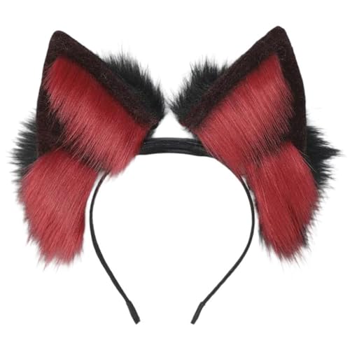 divuukyi Halloween-Wolfsohr-Haarband, wiederaufladbar, elektrisch, Rollenspiel, Wolfsohr, Stirnbänder für Mädchen, Make-up, Fotografie von divuukyi