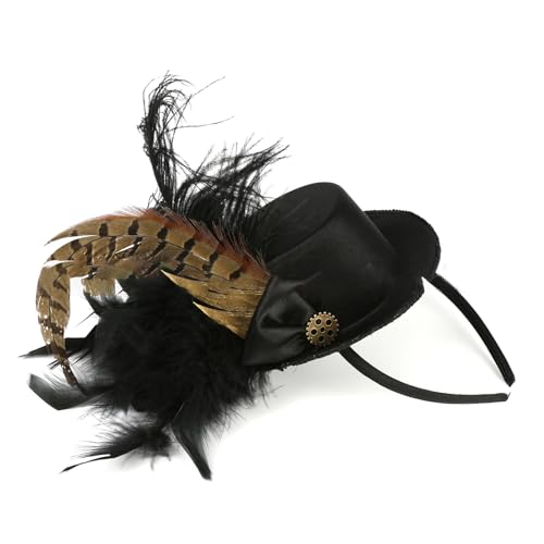 divuukyi Kopfbedeckung mit Ausrüstung, Zylinder für Halloween, Weihnachten, Neujahr, Brautparty, 1920er Jahre, Tophat, elegant für Braut, Hochzeit von divuukyi