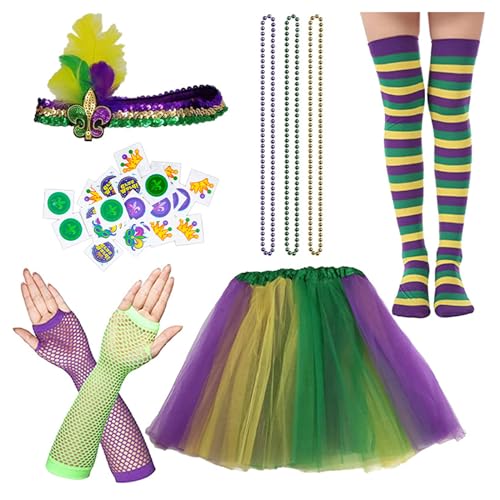 divuukyi Outfit-Set für Damen, Kostüm, Jazzs, Pailletten, Hut, Krawatte, Halskette, Maskerade-Kostüm von divuukyi