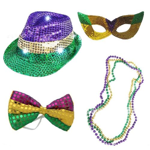 divuukyi Outfit-Set für Damen, Kostüm, Jazzs, Pailletten, Hut, Krawatte, Halskette, Maskerade-Kostüm von divuukyi