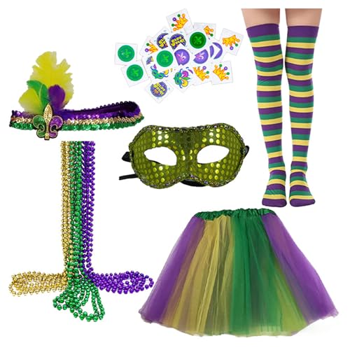 divuukyi Outfit-Set für Damen, Kostüm, Jazzs, Pailletten, Hut, Krawatte, Halskette, Maskerade-Kostüm von divuukyi