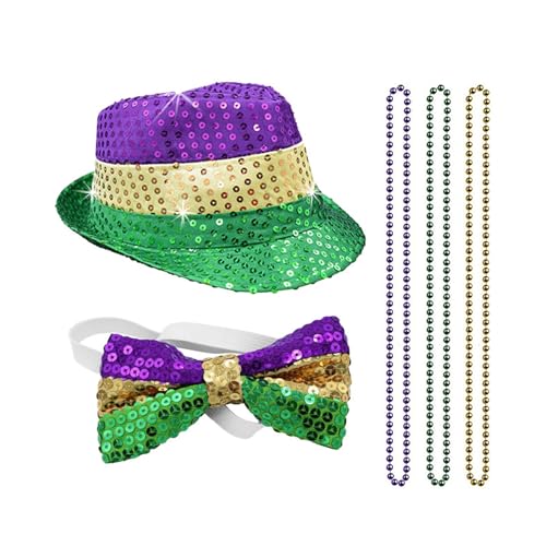 divuukyi Outfit-Set für Damen, Kostüm, Jazzs, Pailletten, Hut, Krawatte, Halskette, Maskerade-Kostüm von divuukyi
