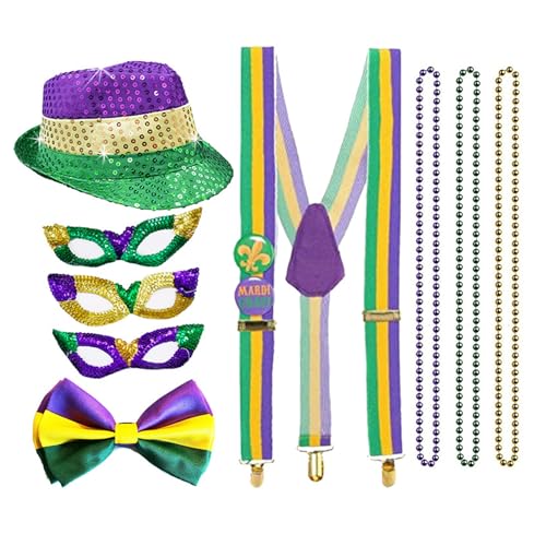 divuukyi Outfit-Set für Damen, Kostüm, Jazzs, Pailletten, Hut, Krawatte, Halskette, Maskerade-Kostüm von divuukyi