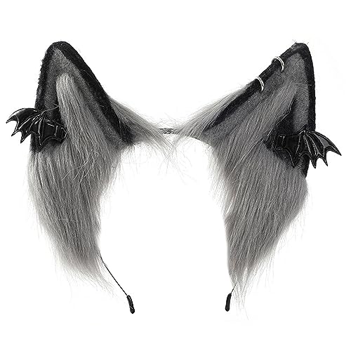 divuukyi Punk Anime Hairhoop Plüsch Wolf Ohren Stirnband Cosplay Kostüm Halloween Party Kopfschmuck Frauen ComicShow Kopfbedeckung von divuukyi