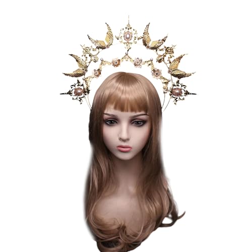 divuukyi SunGoddess Haarreif Vintage VirginMary Tiaras Haarband Halloween Party Kostüm Kits Dame Kopfschmuck von divuukyi