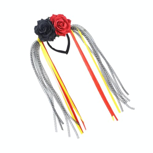 divuukyi Totenkopf-Haarband mit Rosen-Dekoration, Cosplay-Haarteile für Halloween-Partys und Kostümveranstaltungen von divuukyi