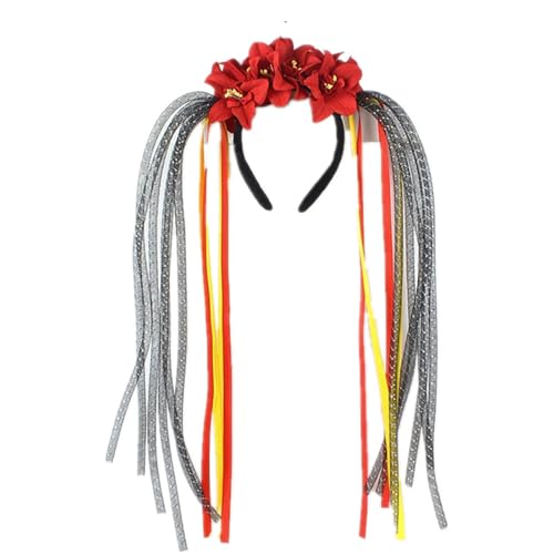 divuukyi Totenkopf-Haarband mit Rosen-Dekoration, Cosplay-Haarteile für Halloween-Partys und Kostümveranstaltungen von divuukyi