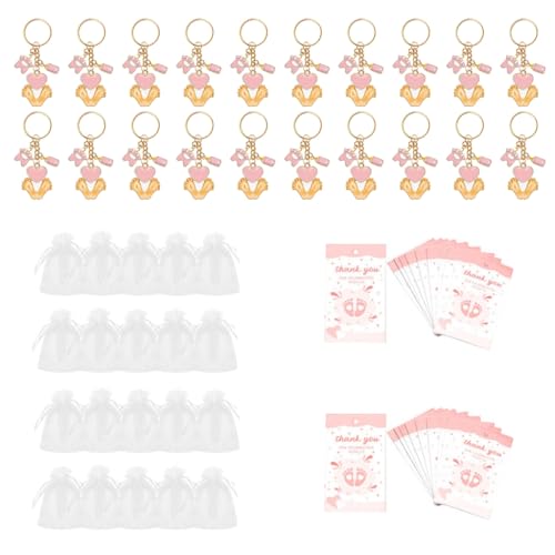 divuukyi Unverzichtbares Partyzubehör für Babypartys, Fußabdruck, Schlüsselanhänger-Set mit Organza-Beuteln und Dankeskarte für Party-Dekorationen divuukyi Unverzichtbares Partyzubehör für Babypartys, Fußabdruck, Schlüsselanhänger-Set mit Organza-Beuteln und Dankeskarte für Party-Dekorationen von divuukyi