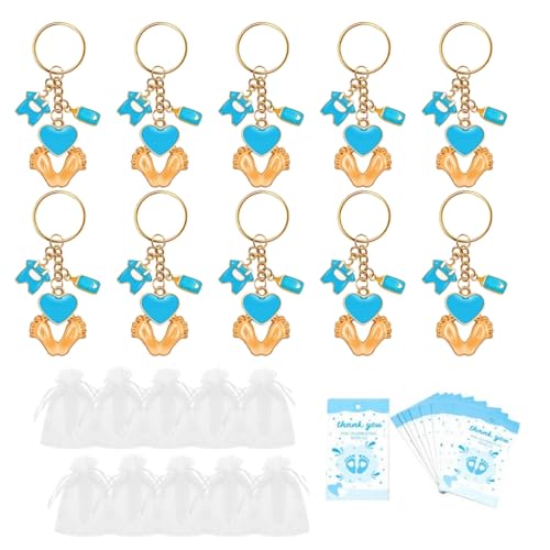 divuukyi Unverzichtbares Partyzubehör für Babypartys, Fußabdruck, Schlüsselanhänger-Set mit Organza-Beuteln und Dankeskarte für Party-Dekorationen divuukyi Unverzichtbares Partyzubehör für Babypartys, Fußabdruck, Schlüsselanhänger-Set mit Organza-Beuteln und Dankeskarte für Party-Dekorationen von divuukyi