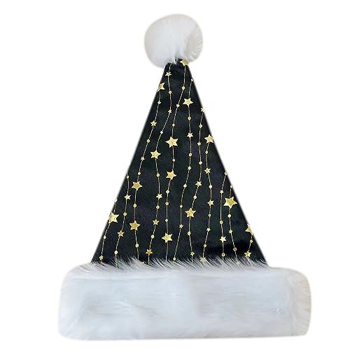 divuukyi Weihnachts-Kopfbedeckung mit goldenem Stern für die Feiertage, bunte Outfits für Cosplay, Weihnachtsmannmütze von divuukyi