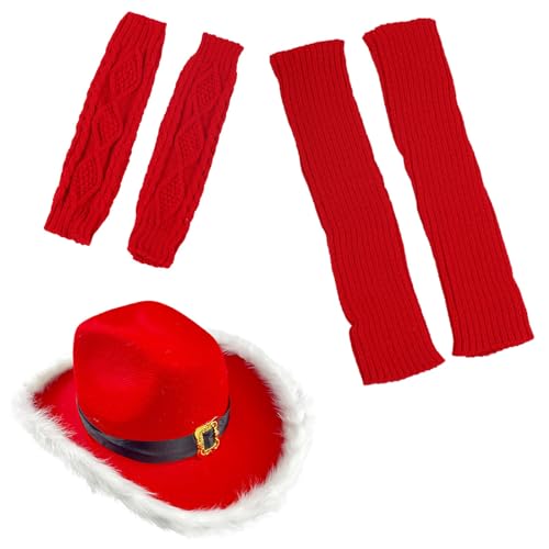 divuukyi Weihnachtsmann-Cosplay-Kostüm, Armstulpen, Beinärmel, Cowboyhut für Weihnachtsfeier, Maskerade, Bälle, Verkleidungszubehör divuukyi Weihnachtsmann-Cosplay-Kostüm, Armstulpen, Beinärmel, Cowboyhut für Weihnachtsfeier, Maskerade, Bälle, Verkleidungszubehör von divuukyi