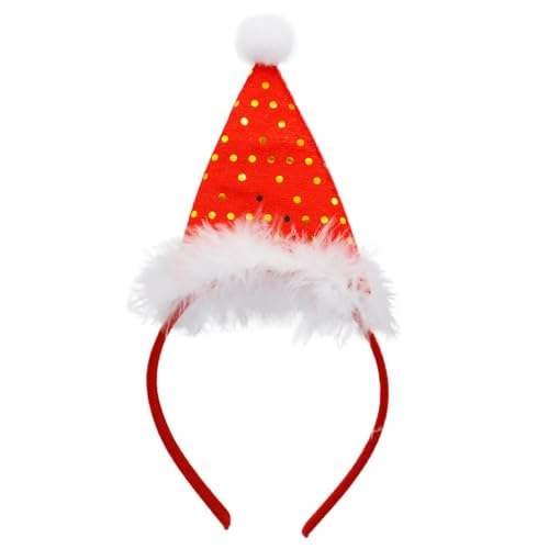 divuukyi Weihnachtsmütze, pelzige Weihnachtsmannmütze, Haarreifen mit Stirnbändern, Kopfschmuck für Halloween-Party-Dekoration von divuukyi