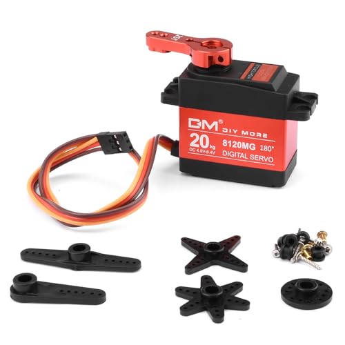 diymore 1 Stück 180° Digitaler Servomotor 20 kg Wasserdichter Servomotor mit Messinggetriebe für Auto 1/10 1/8 RC Hubschrauber Roboter und Smart DIY [ Nur geeignet für Personen über 16 Jahre ] von diymore