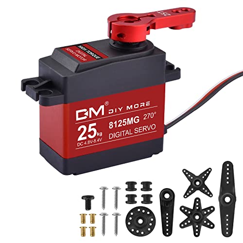 diymore 270° Digital RC Servo Motor 25KG Wasserdicht Servomotor Vollmetallgetriebe Servo für RC Auto 1/10 1/8, Modelle, Starrflügel, Roboter DIY [Geeignet ab 16 Jahren] von diymore